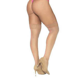 Mapale - Nude Mesh Thigh Highs with Back Stitch Detail  - Nude